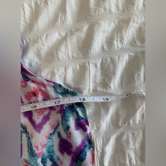 NWOT Aratta Cream Sleeveless Button DownTank with Purple & Teal Print - Picture 8 of 16